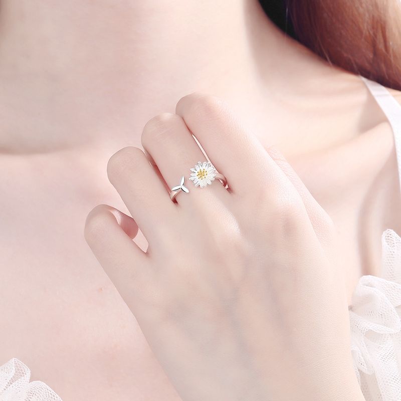 Bereit Lager Süße Blumenringe Für Frauen Hochwertiger Chrysanthemenförmiger Offener Ring Verstellbarer Individueller Schmuck_voghion.com
