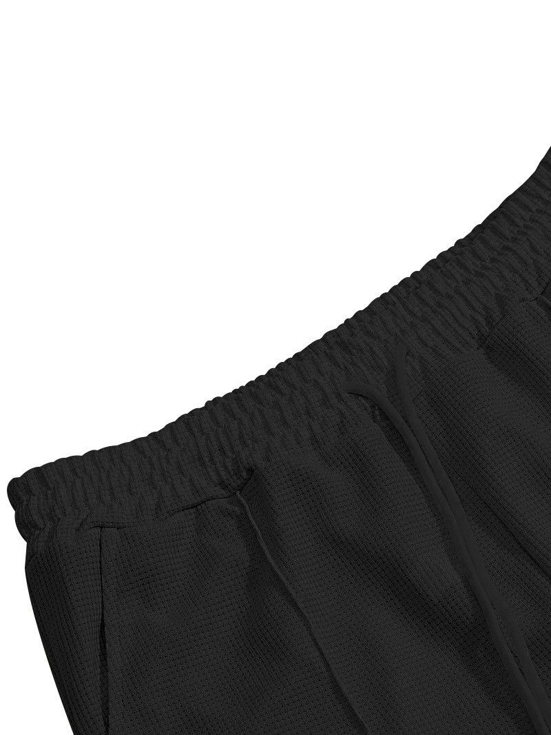 Men's Clothing Spring And Autumn Solid Color Waffle Lapel Zipper Long Sleeved Trousers Casual Suit_voghion.com