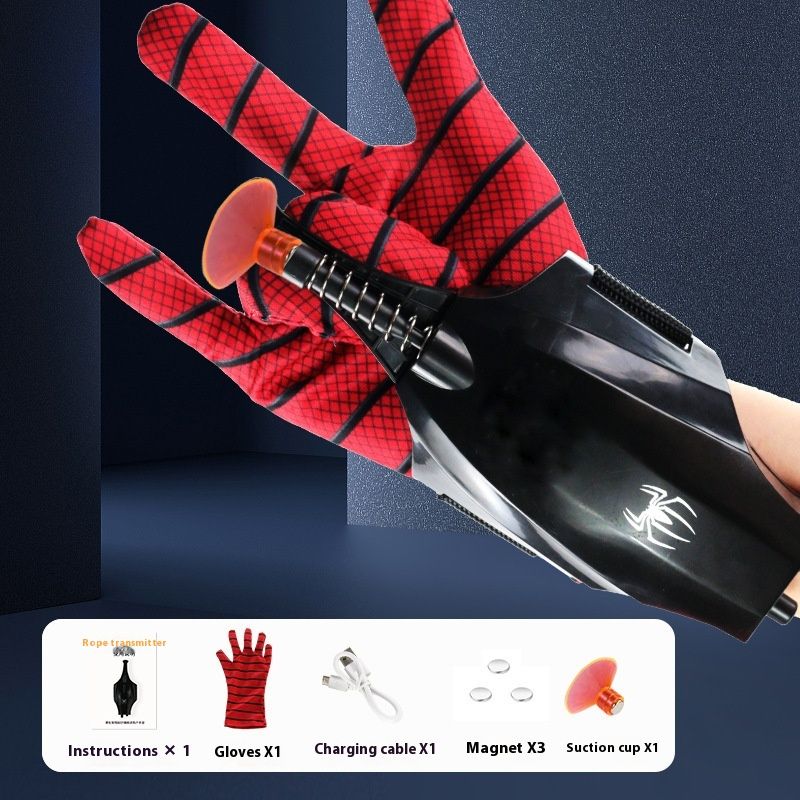 Man Spider Electric Launcher Genuine Silk Jet Gloves Children's Boys Black Technology Catapult Toy_voghion.com