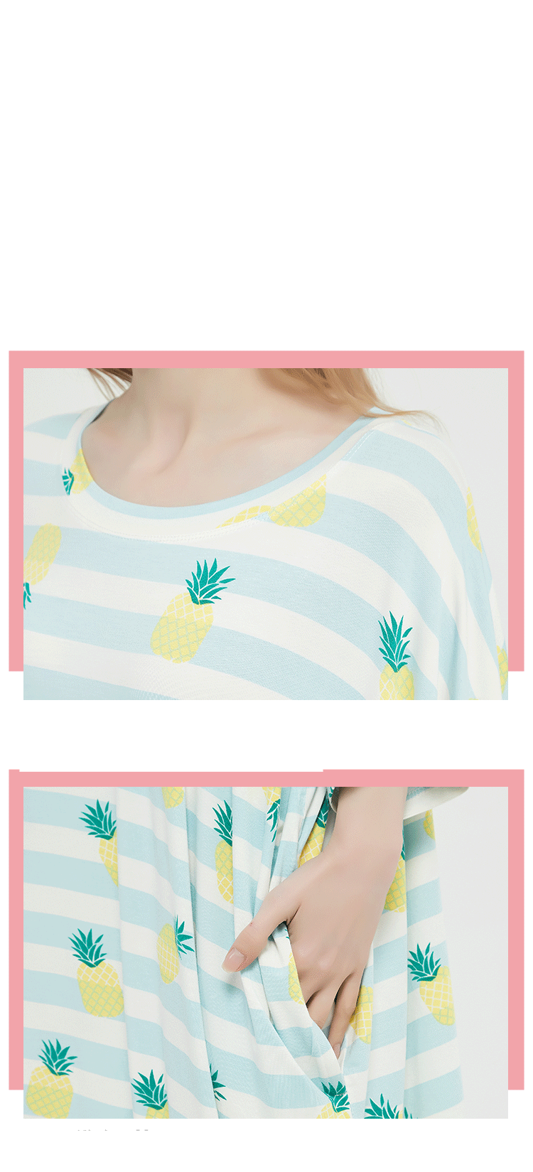 Pijama casual suelto de manga corta para mujer._voghion.com