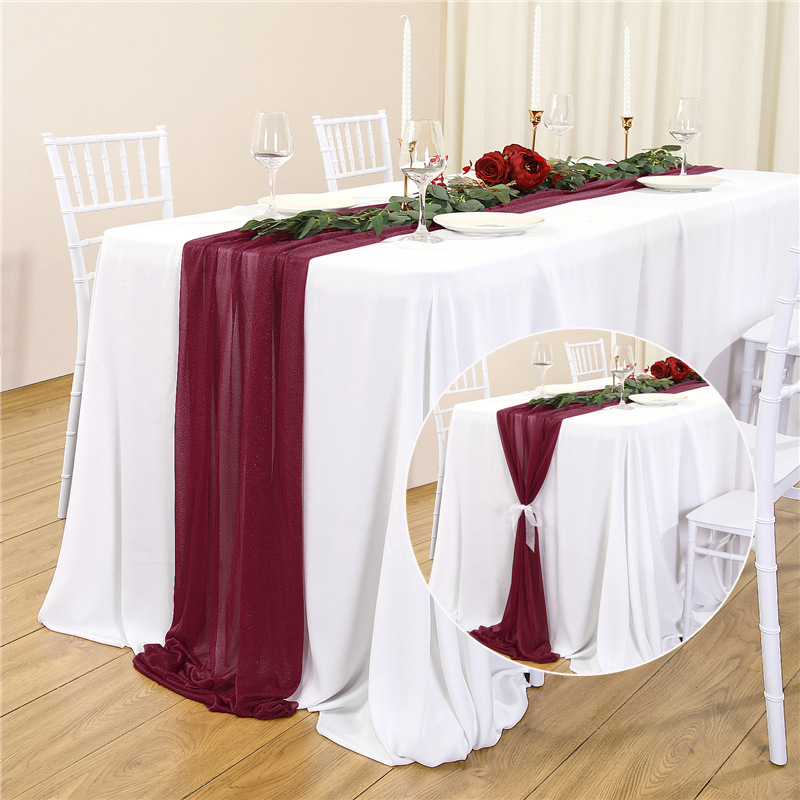 Tischfahne, Hochzeitsdekoration, Szene, Weihnachtslicht, Luxus-Gaze-Vorhang, Tischdecke, Perlen-Chiffon, Hochzeitsdekoration, Tischset_voghion.com