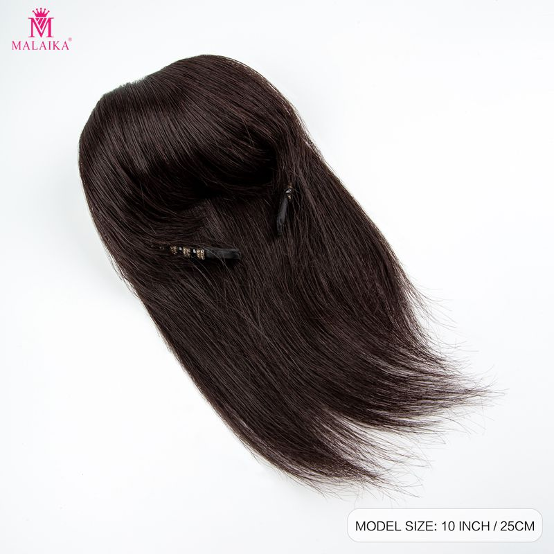 Topper per capelli umani con frangia da donna Clip in frangia con fascia parrucchino dritto per capelli diradati chignon marrone e nero_voghion.com