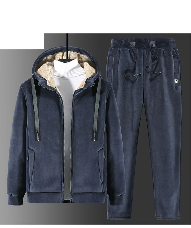Jachetă de iarnă pentru bărbați, cu glugă din fleece Silver Fox, din două piese, caldă, din fleece de miel_voghion.com