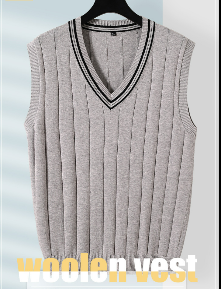 Neue Herbst- und Winter-Casual-Pulloverweste für Herren Weste Herren Slim Baumwolle ärmellos V-Ausschnitt einfarbig Pullover Pullover_voghion.com