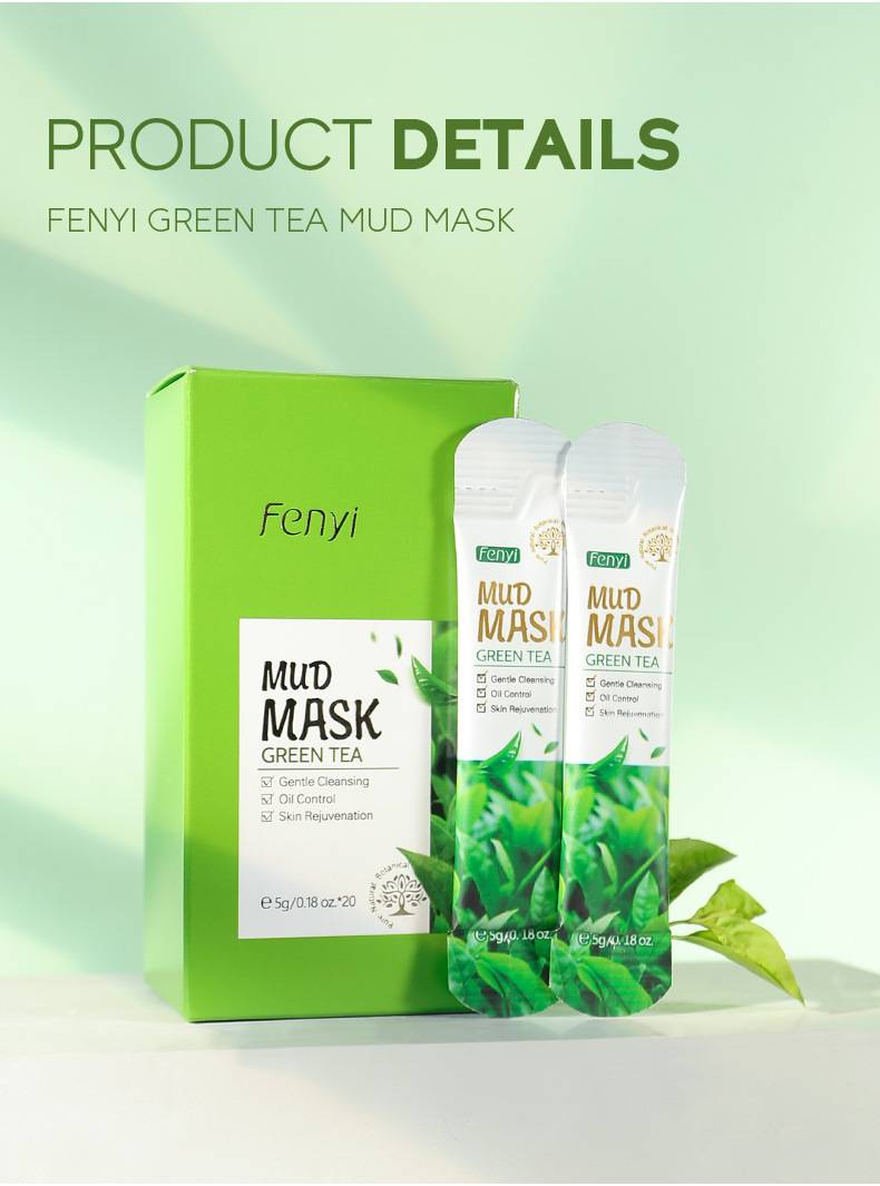 Maschera al fango di tè verde FENYI, 5 g x 20 strisce per confezione - Maschera idratante e nutriente per dormire, prodotto ideale per la cura della pelle_voghion.com