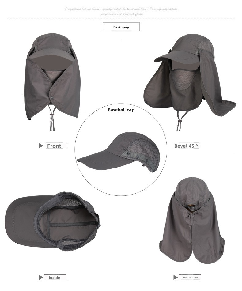 Unisex-Sonnenschutz-Baseballkappe mit Gesichts- und Nackenschutz – Atmungsaktives Mesh für Angeln und Outdoor-Aktivitäten_voghion.com
