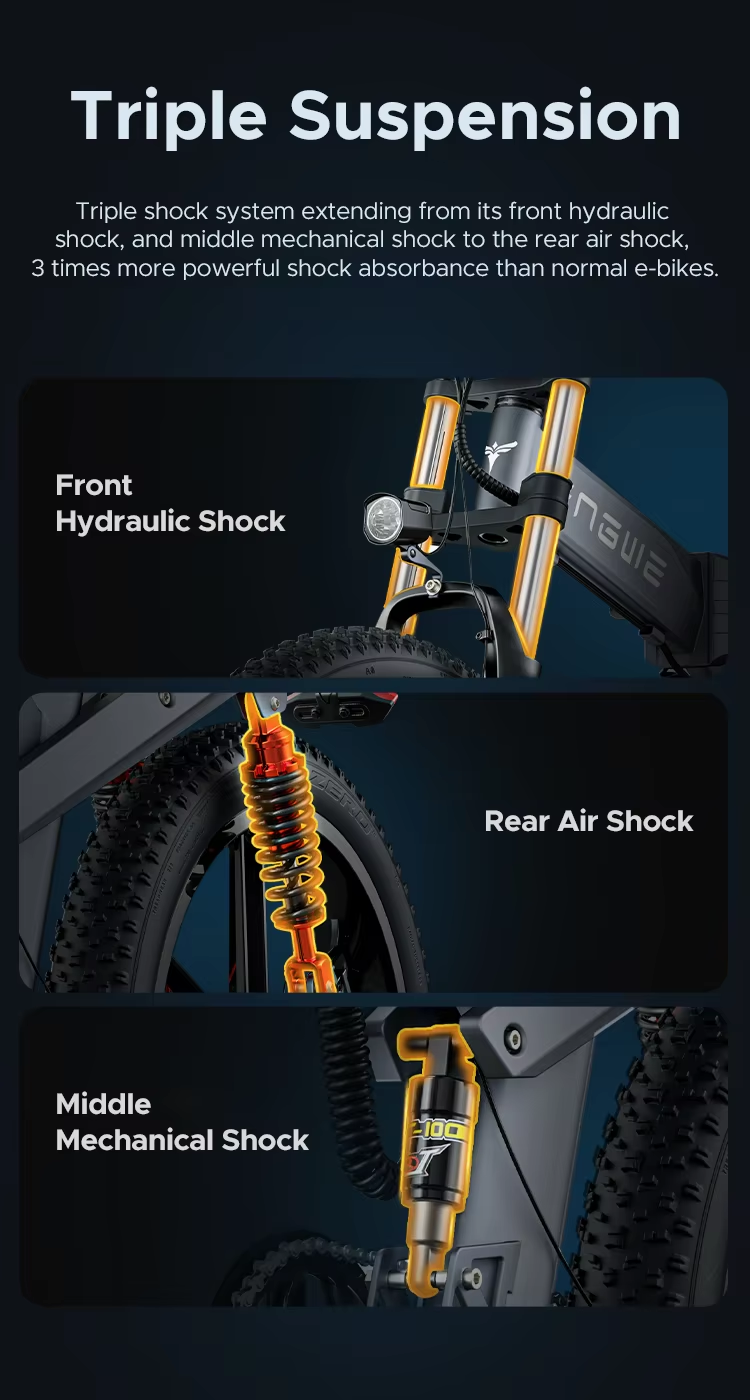 X26 Max Geschwindigkeit 25 Km/h Dreifach Federung Faltbares E-Bike_voghion.com