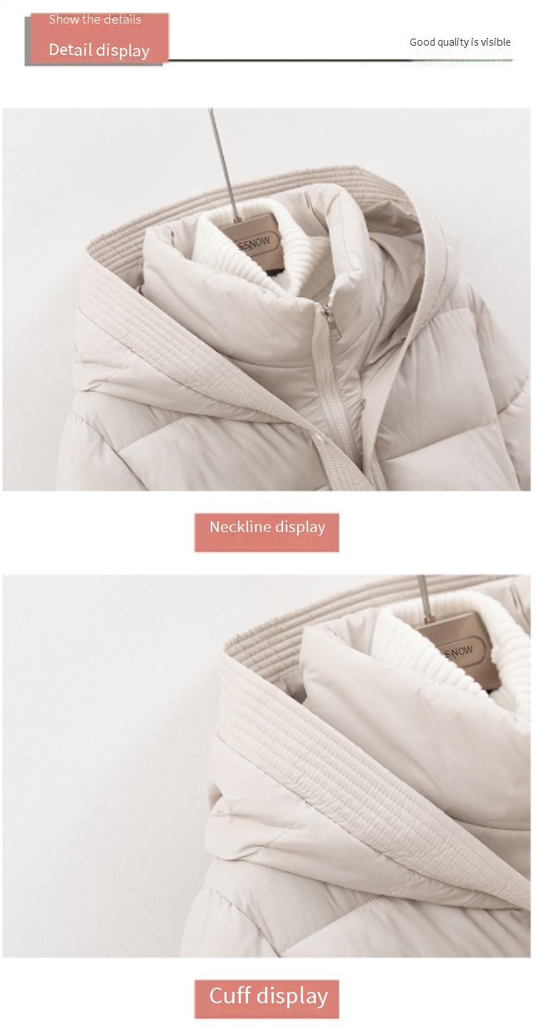 Modischer, verdickter Wintermantel für Damen, kurze Kapuzenjacke mit Taillenband, schmale Passform, warme und stylische Oberbekleidung_voghion.com