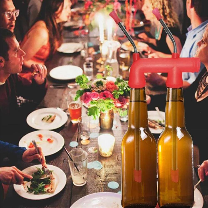1 stück Kreative Lange Bier Schnorchel Dispenser Stroh Mit Pinsel Edelstahl Trinken Bong Trichter Slammer Doppel Schnorchel Bar Werkzeug Für Spiele party_voghion.com