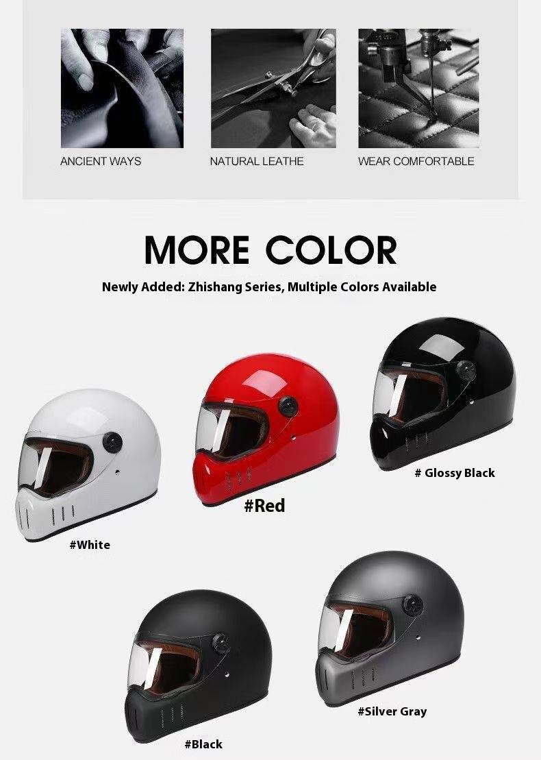 Casco da moto vintage con certificazione 3C – Casco integrale classico retrò per uomo e donna – Materiale ABS con diverse opzioni di colore e visiera_voghion.com