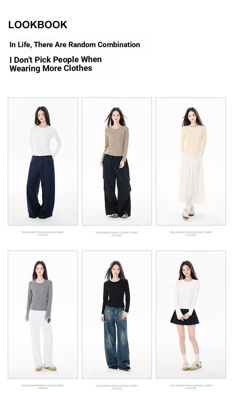 Straight Shoulder Crew Neck Slim Long-sleeved T-shirt Women's 2025 Autumn New Pinched Waist Short Slimming Women's Top Base Shirt_voghion.com