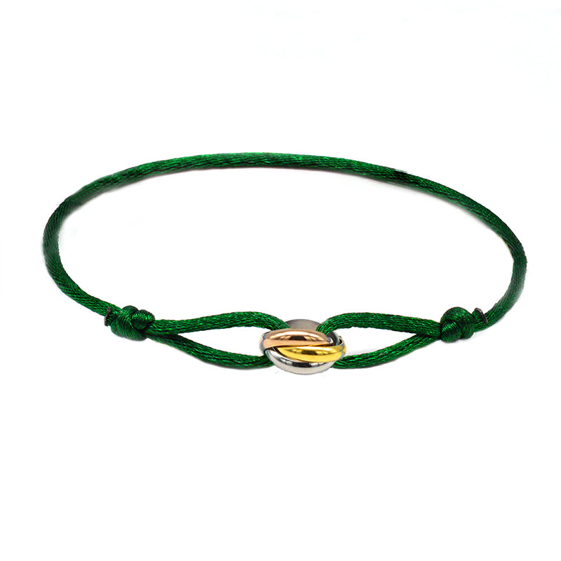 Designer Hand Woven Couple Stainless Steel DIY Bracelet With Three Color And Three Ring Adjustable Bracelet, Women's Fashionable Jewelry Accessories_voghion.com