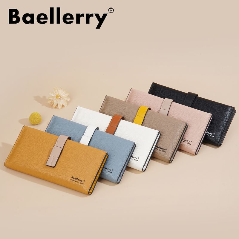 New Women's Long Wallet Multi-Card Slot Clasp Clutch Color-Block Zipper Card Holder For Women_voghion.com
