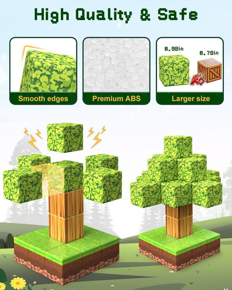 Seria Primeval Forest 2,5 cm Super duży magnetyczny klocek konstrukcyjny MC World Magnetyczny klocek konstrukcyjny do montażu_voghion.com