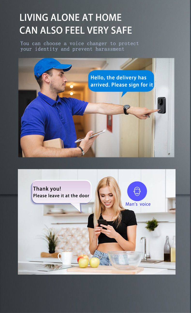 Ulooka intelligente visuele deurbel m8 high-definition nachtzicht bewaking op afstand tweerichtingsintercom thuisdeurbel_voghion.com