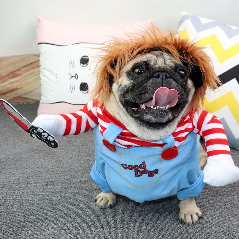 Tödliche Puppe Hund Killer Transformation Halloween Haustier Kostüm Perücke mittlere und große Hunde_voghion.com