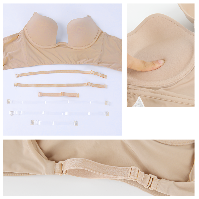 BH Push Up Rückenfrei Damen BHs Low Cut Sexy Plunge Büstenhalter Offener Rücken Hochzeitsunterwäsche Unsichtbar Nahtlos D s ssiere_voghion.com