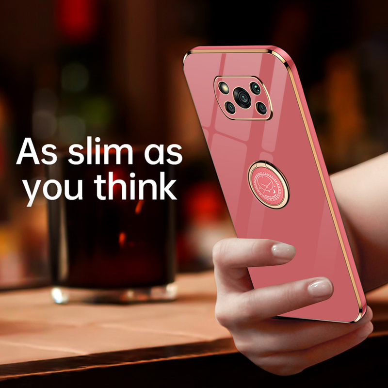 Fonda Per Xiaomi Poco M4 Pro 5G X3 Pro F3 M3 Custodia per telefono placcatura di lusso per Poco M3 Pro X3 NFC Cover posteriore con anello Holde_voghion.com
