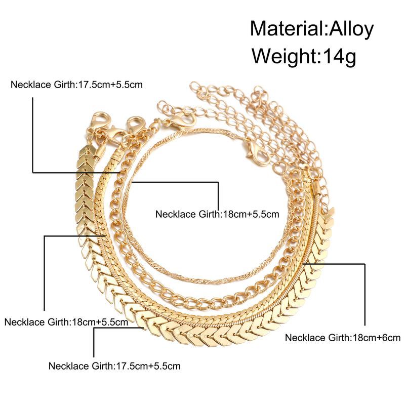 Bohemian Minimalist Hand Jewelry Metal Women's Set 6 Multi Layer Chain Simple Bracelet_voghion.com