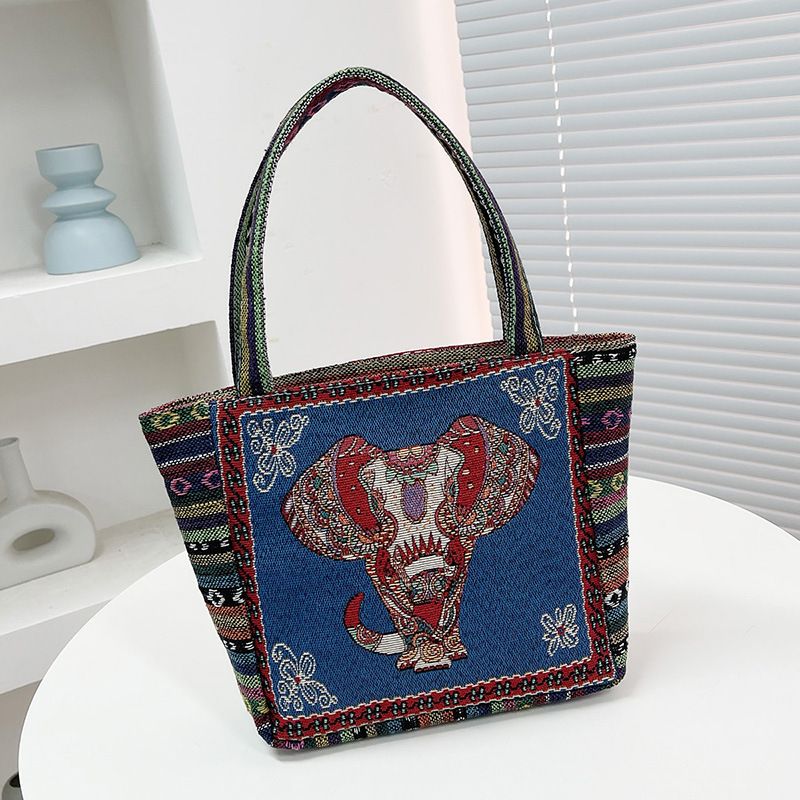Nuova borsa da ufficio semplice da donna in stile etnico tailandese con elefante in Malesia, borsa in tela ricamata, piccola borsa_voghion.com