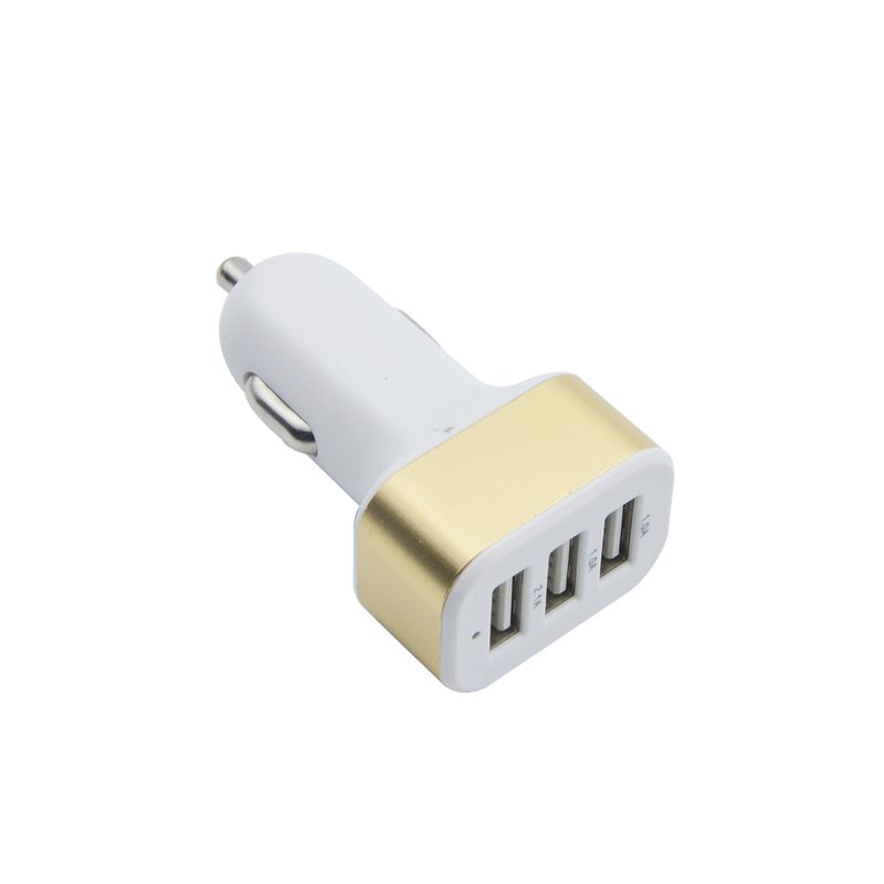 1A 3USB Firkantet med Aluminiumlegering Mobiltelefonoplader, Biloplader_voghion.com