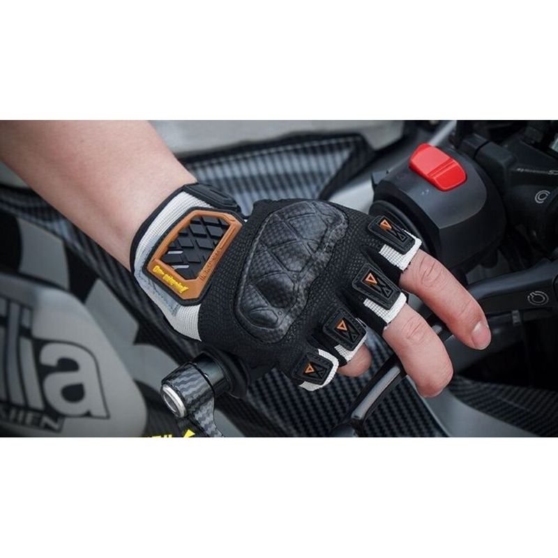 Gants de moto demi-doigts pour hommes et femmes, respirants, antidérapants, pour l'été, pour moto et vélo électrique_voghion.com