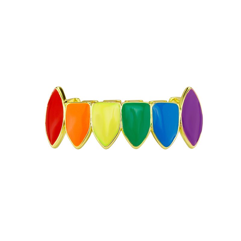 Griglie dorate alla moda hip-hop per Halloween, placcate, colorate, lucide, denti affilati_voghion.com