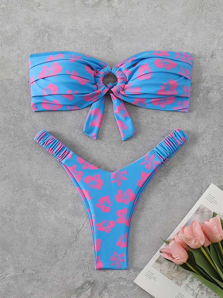 Îmbrăcăminte pentru femei Costume de baie pentru femei, stil nou, cu top tubular, pliat cu inel, drăguț, fără spate, bikini, vară, plajă_voghion.com