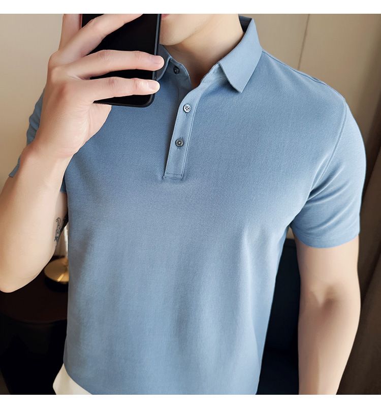 Polo à manches courtes pour homme, nouveauté spéciale été, en coton, confortable, petit revers, non marquant, pressage, version coréenne, coupe ajustée, Paul_voghion.com