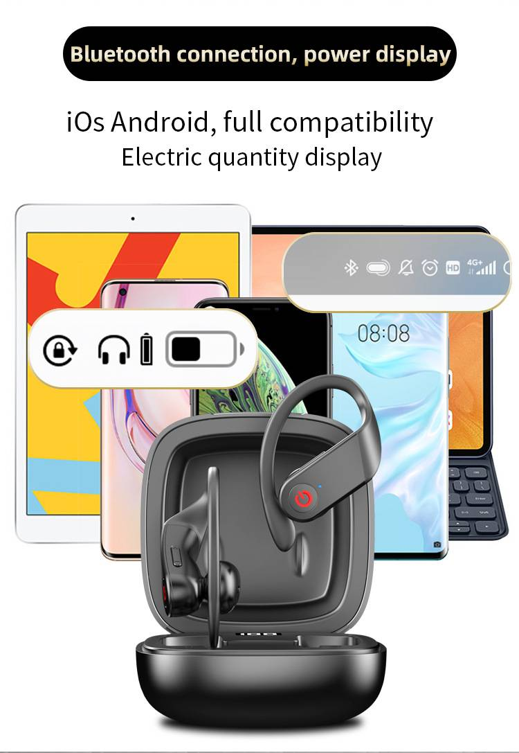 Wireless bluetooth headset tws new earbud type sports running bluetooth headset game music business ear clip type hanging ear type_voghion.com