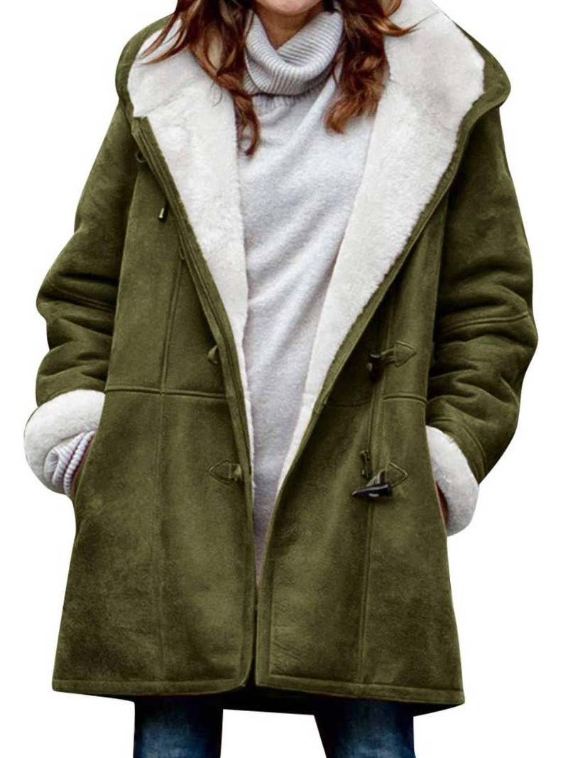 Coats Women Wool Thick Hooded Coat Pockets Single Breasted Full Sleeve Splice Jackets Warm Casual Blend Regular Autumn Winter_voghion.com