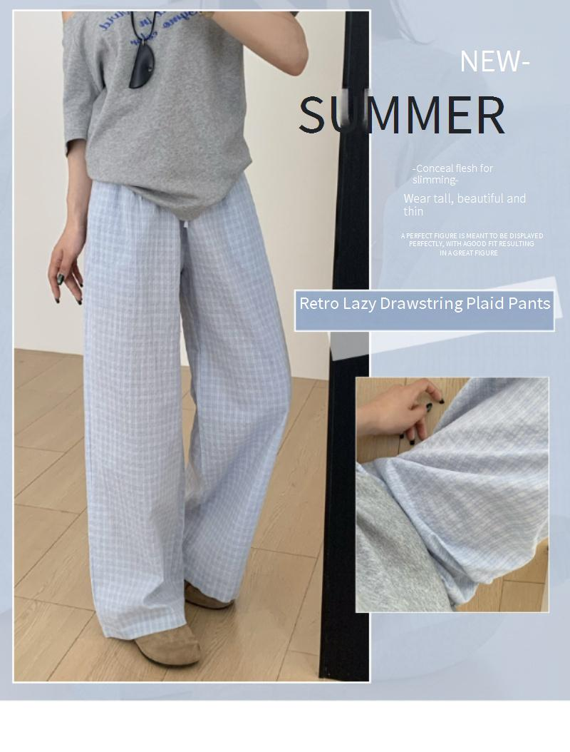 Lazy Style High Waist Wide Leg Pants Damen Sommer - Fließende Loungehose mit geradem Bein und elastischer Taille, lässige Palazzo-Hose_voghion.com