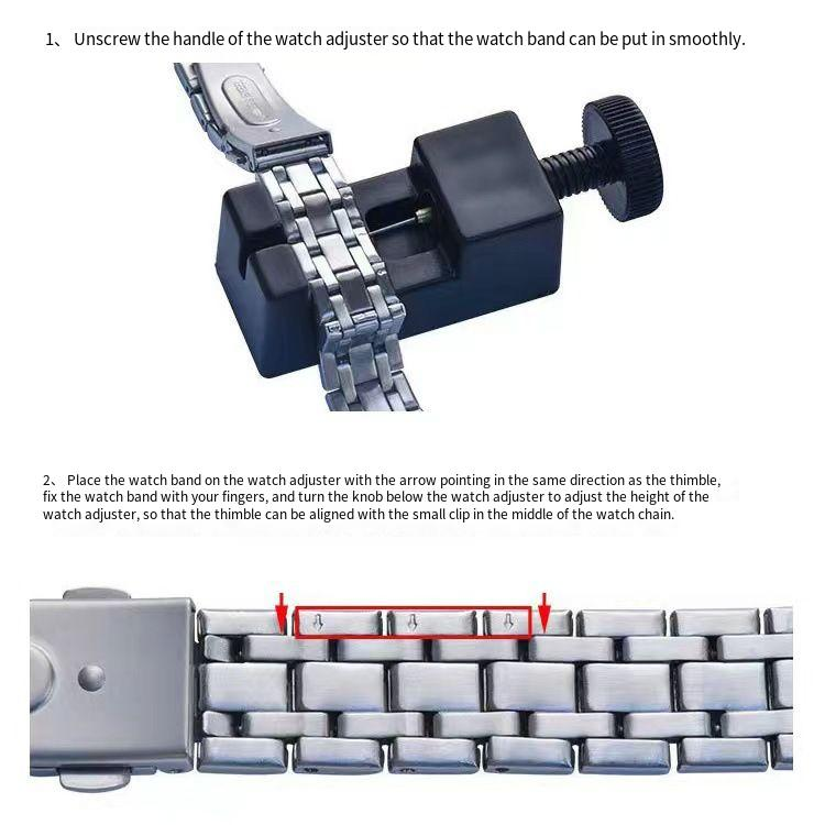 Strumenti per la riparazione degli orologi, rimozione della cinghia, regolatore del misuratore del materiale metallico, strumento per la riparazione degli orologi, rimozione della cinghia multifunzionale_voghion.com