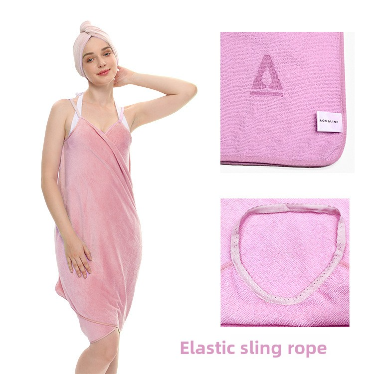 Premium Sling Bathrobe - Ultra-Soft Microfiber Post-Shower Wrap, Lightweight & Quick-Dry, Adjustable Straps For Women (Pink/Lavender, M-L Size)_voghion.com