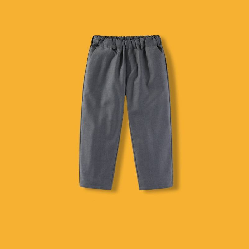"Stylish Elastic Waist Dress Pants For Kids - Wrinkle-Free & Comfortable Polyester Blend, Perfect For School & Special (Black/White/Navy/Gray)"_voghion.com