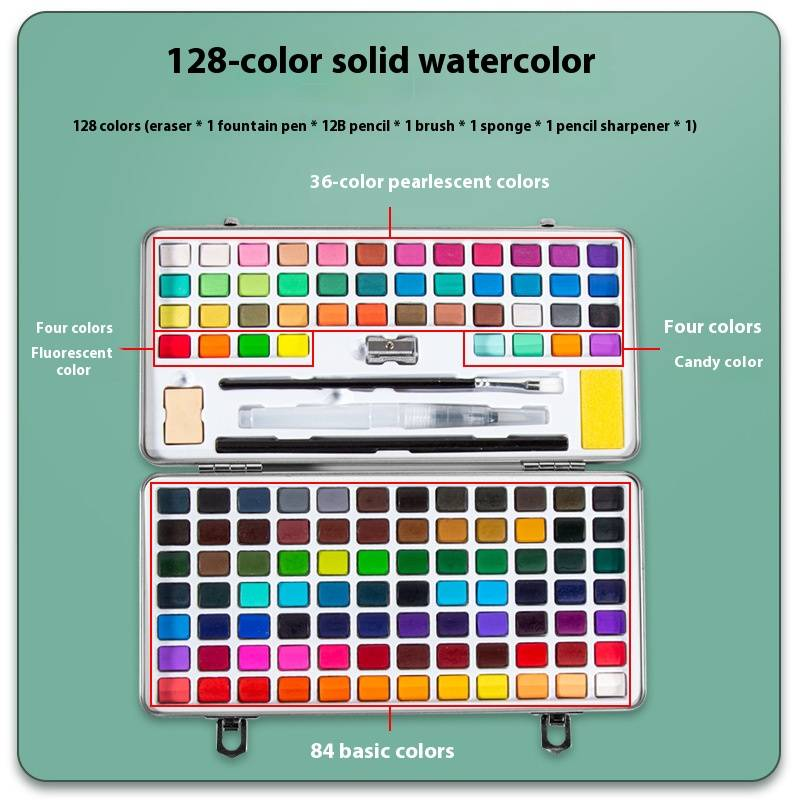 Professional 50/72/90 Colors Solid Watercolor Paint Set With Metallic & Pearlescent Pigments - Portable Metal Case For Artists, Students & Hobbyists_voghion.com