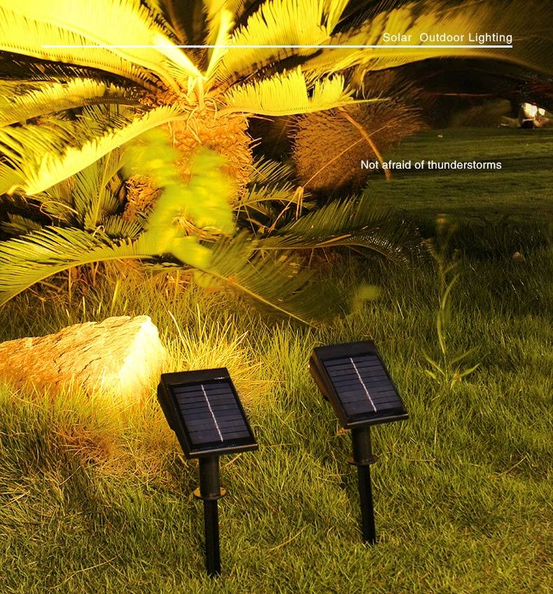 Solar Powered LED Spotlight For Outdoor Garden, Lawn, Pathway - Waterproof, 7 Colors, Ground Spike Installation, Energy Saving_voghion.com