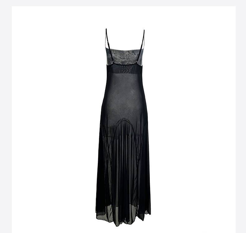 Sheer Mesh Nightgown – Long Sleeveless Lace Chemise With Adjustable Straps (S/M/L, Red/Burgundy/White/Black, Lightweight & Stretchy)_voghion.com