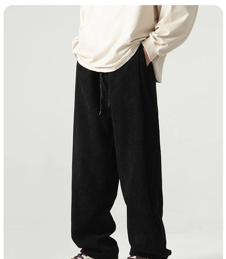 Retro Corduroy Pants For Men - Relaxed Straight Leg Casual Trousers, Vintage Fashion For Autumn Winter & Spring_voghion.com