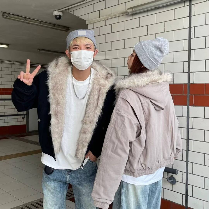 Giacca unisex con cappuccio e fodera in sherpa Cleanfit - Cappotto invernale in pile caldo con vestibilità oversize per abbigliamento streetwear e casual_voghion.com