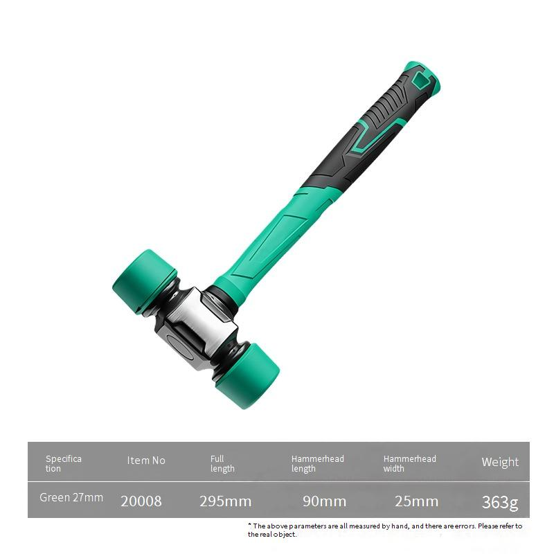 Professional Rubber Mallet Hammer For Flooring & Tile Installation - Durable PC Head With Non-Slip Plastic Handle (295mm, Green/Red, 27mm/36mm/43mm)_voghion.com