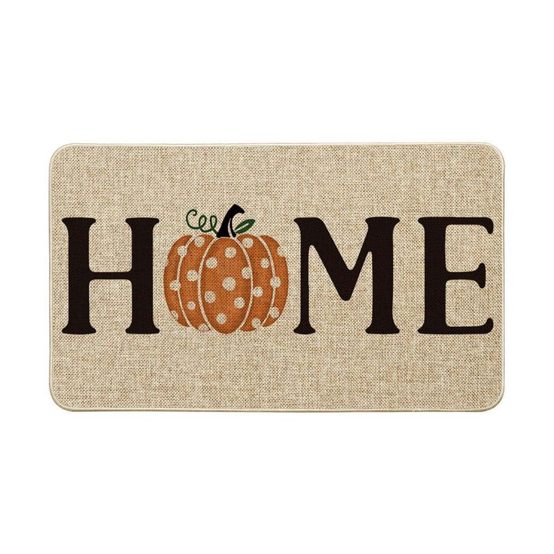 Rutschfeste Thanksgiving-Kürbis-Küchenmatte – Saugfähiger Eingangsteppich, Herbsternte-Design, Polyestergewebe, 40 x 60 cm und 50 x 80 cm_voghion.com