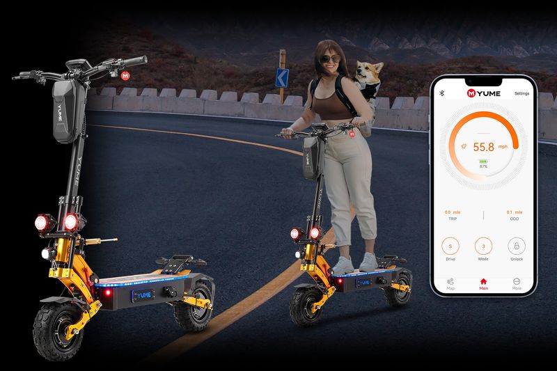 YUME X11+ Electric Scooter For Adults 6000W 48V30AH Samsung Battery, 11" Tire With Steering Damper_voghion.com
