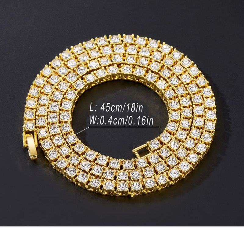 Men Fashion Hip Hop Punk Cuban 1-Row Bling Crystal Diamond 3MM/4MM/5MM Cuban Link Chain Tennis Long Chain Necklaces Jewelry Safety Watch-Clasp_voghion.com