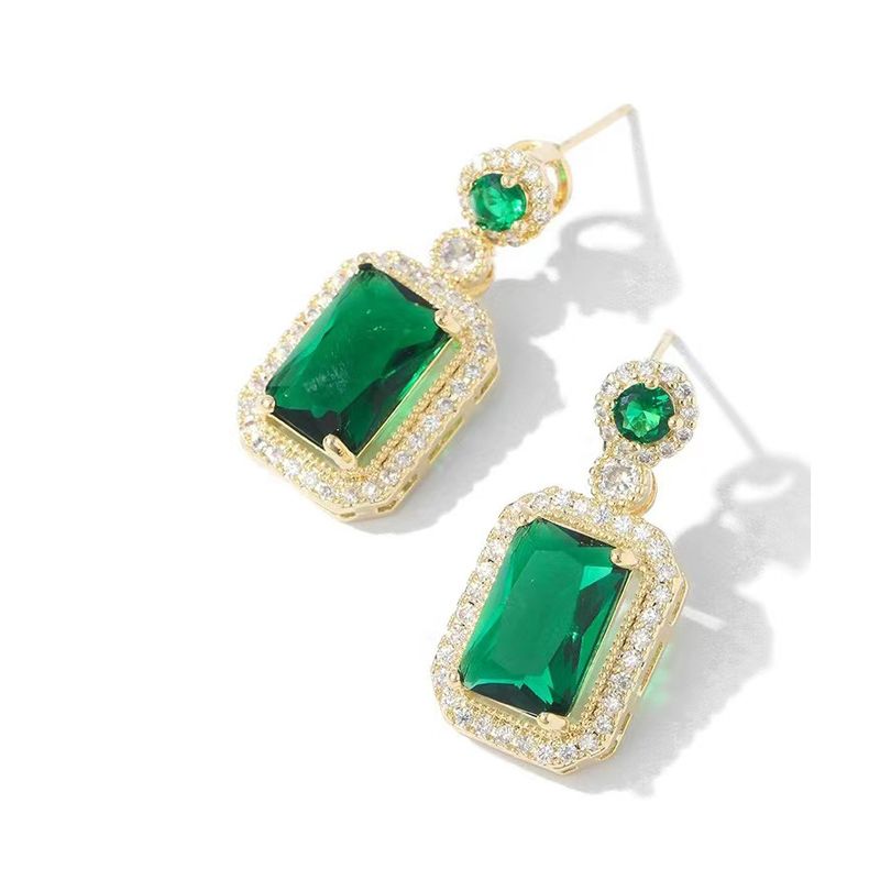 Collier vert populaire boucles d'oreilles bague niche féminine design sens clavicule chaîne tout assorti bijoux costume_voghion.com