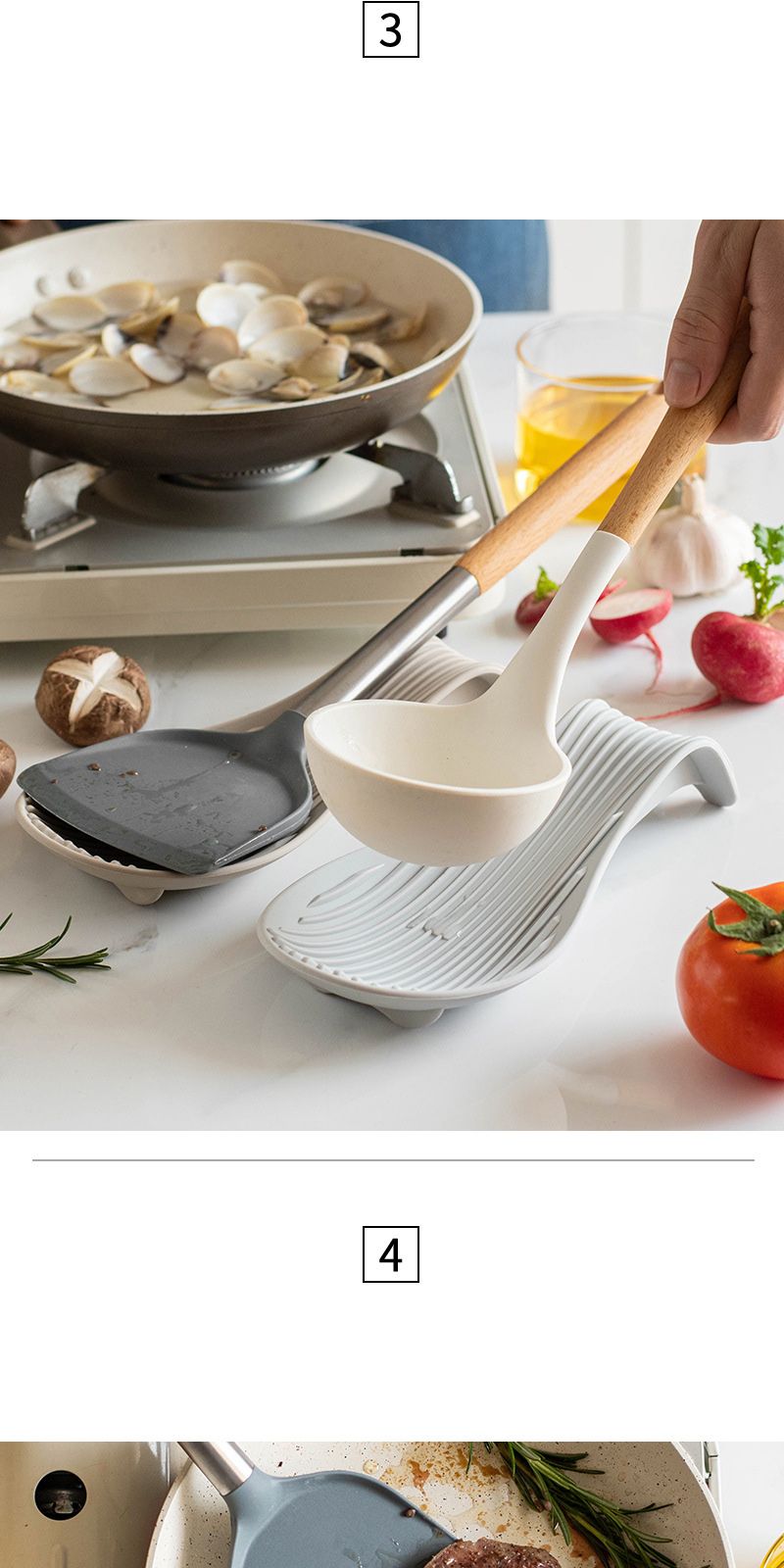 1/4Pcs Silikon Isolierte Löffel Halter Hitze Beständig Tischset Löffel Halter Besteck Regale Küche Werkzeuge Tischset_voghion.com