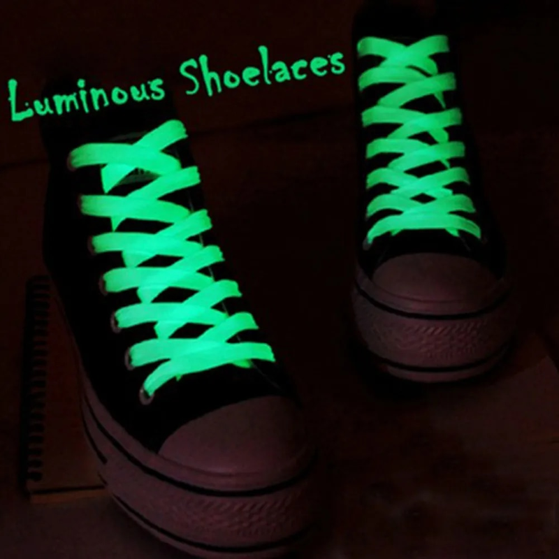 1 paio di lacci per scarpe fluorescenti di colore fluorescente che si illuminano al buio, per sport atletici, vendita calda_voghion.com