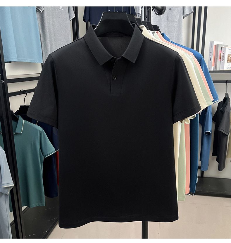 out-of App Popular Solid Color Clean Version Short-sleeved Polo Shirt T-shirt Men's Summer New Lapel Casual Loose Top Men's T_voghion.com