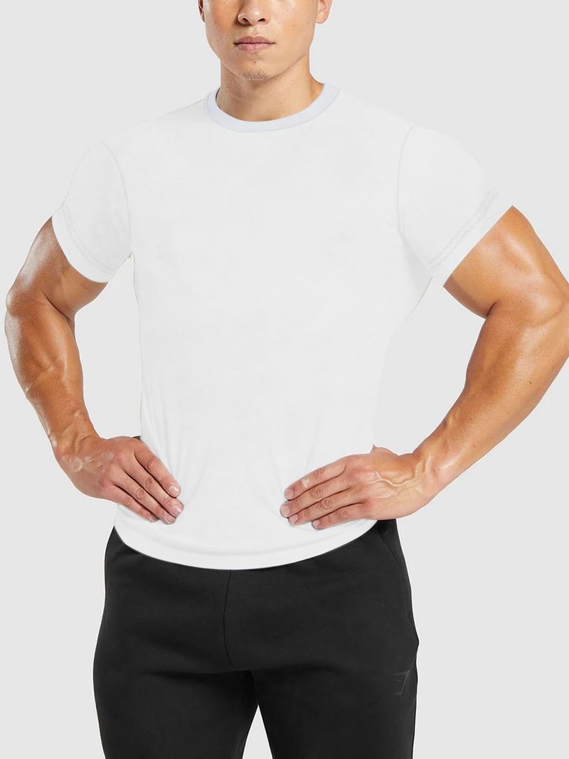 Maglietta da uomo a maniche corte con scollo tondo ad asciugatura rapida, abbigliamento da allenamento per basket, corsa, sport e fitness_voghion.com