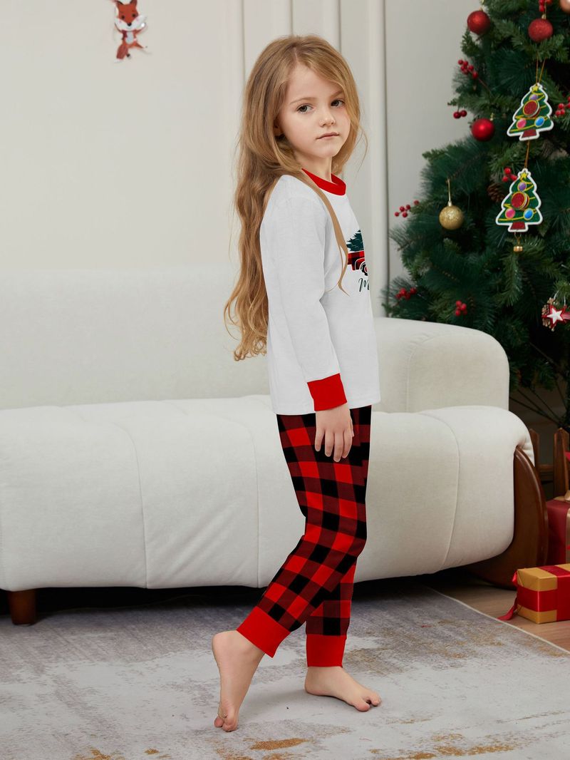 Kerstboom auto ruit kerst familie print thuis kleding pyjama_voghion.com